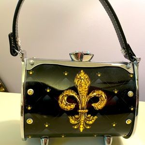 Little Earth Metal Fleur de Lis Harlequin Purse